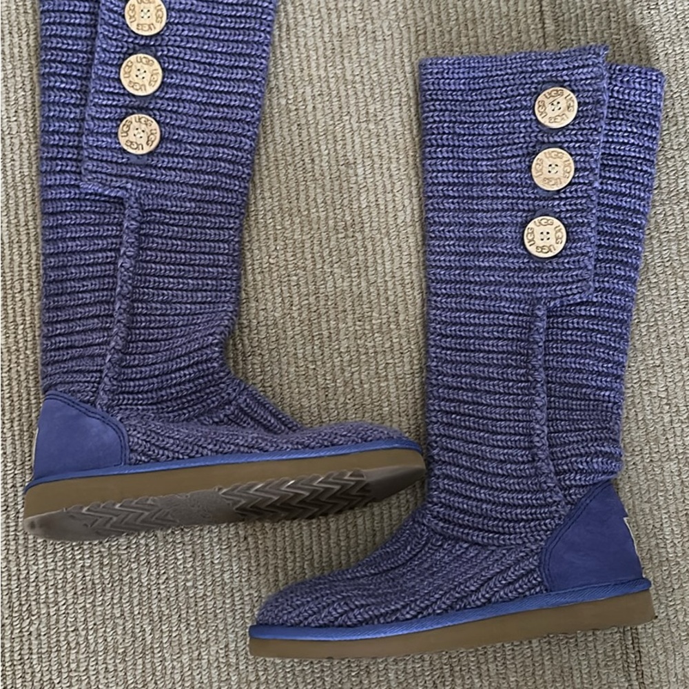 Purple Knit Tall UGG Boots with Button Accents